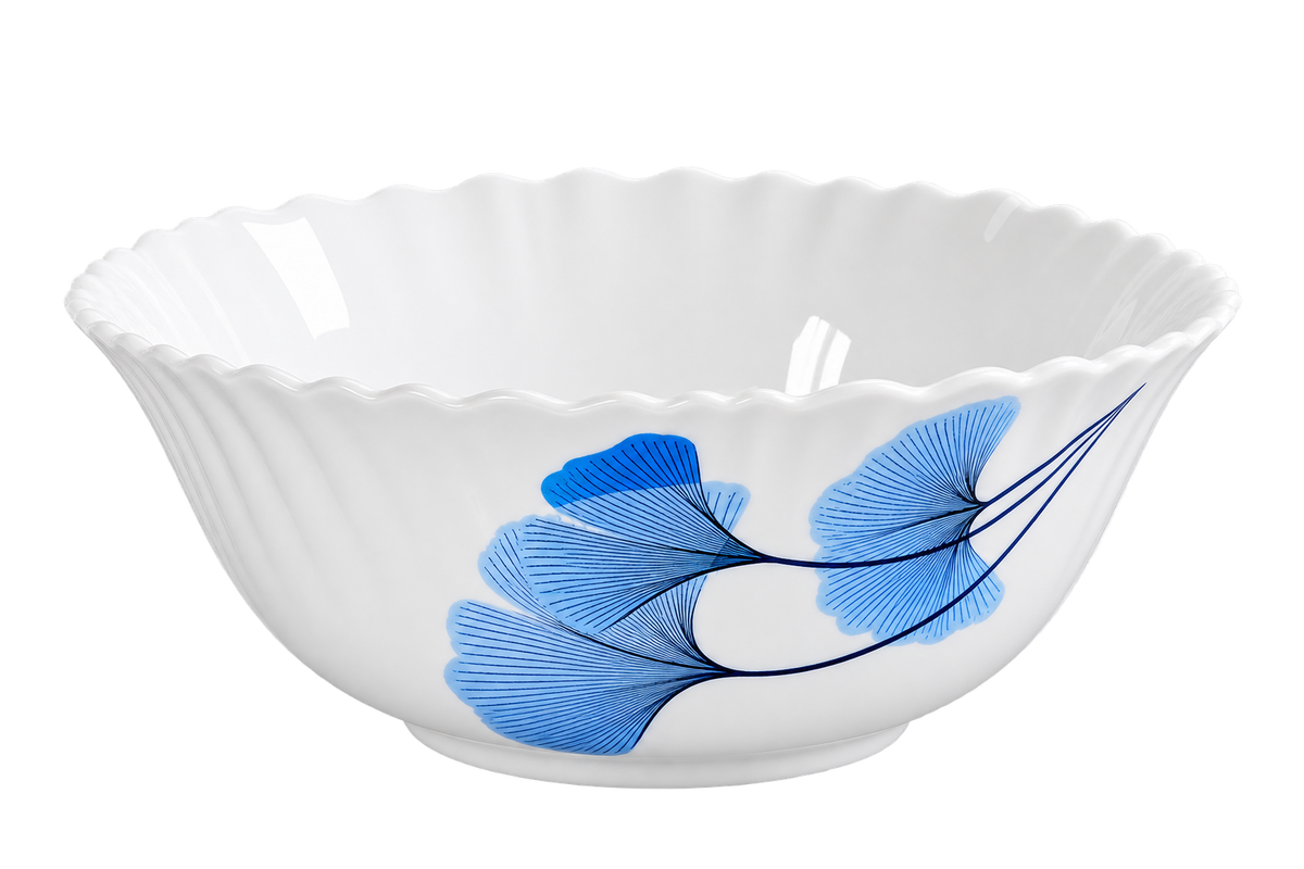Blue Ginkgo Porcelain Bowl for elegant blue and white table settings