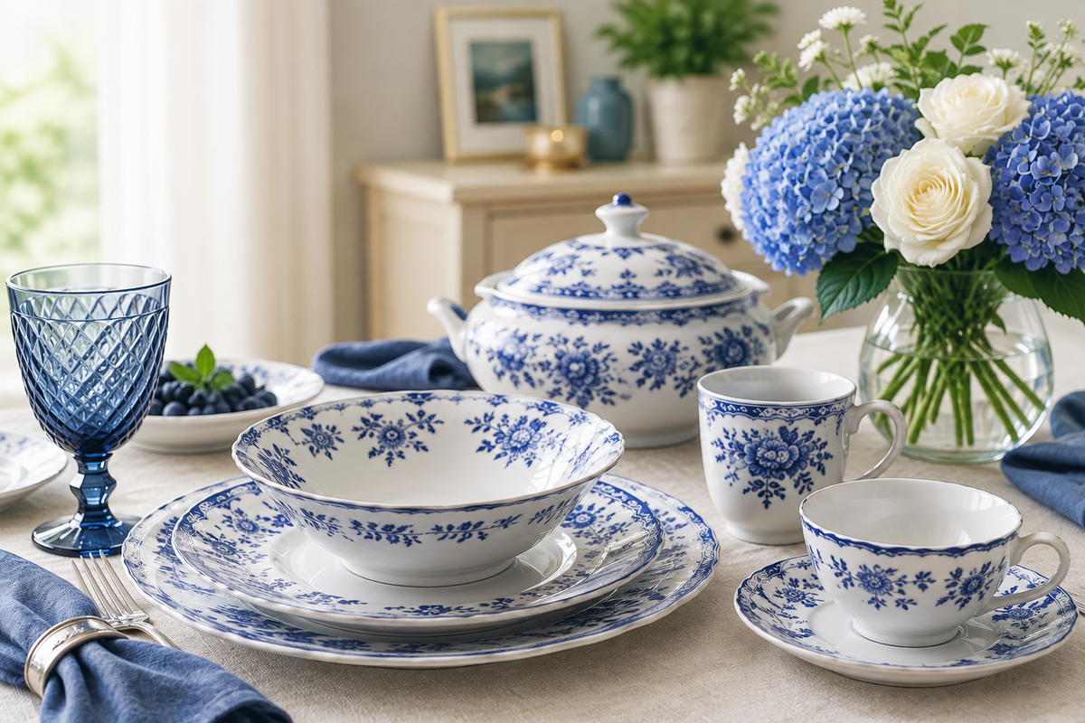 How to Style a Royal Blue Dinner Table with Elegant Porcelain