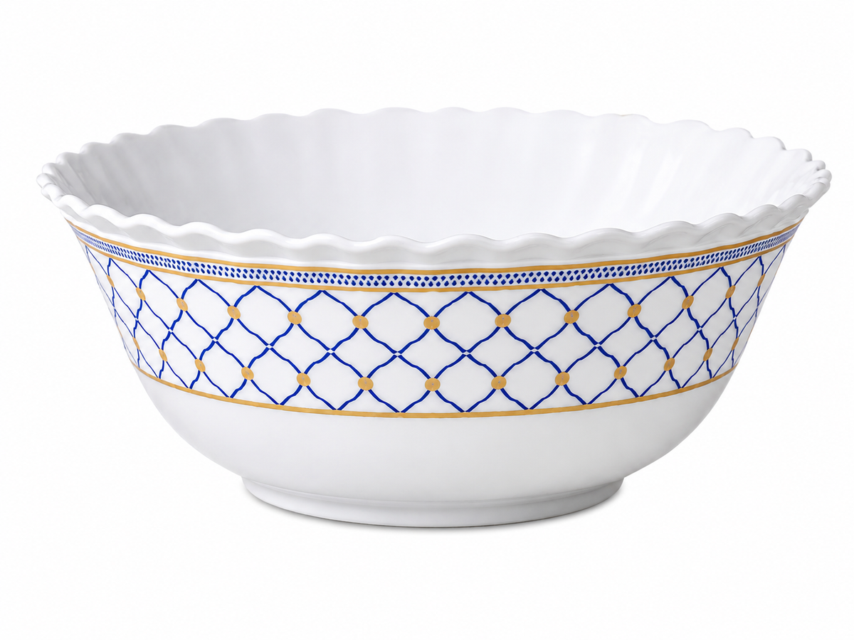 Royal Blue Lattice Porcelain Bowl 7inch