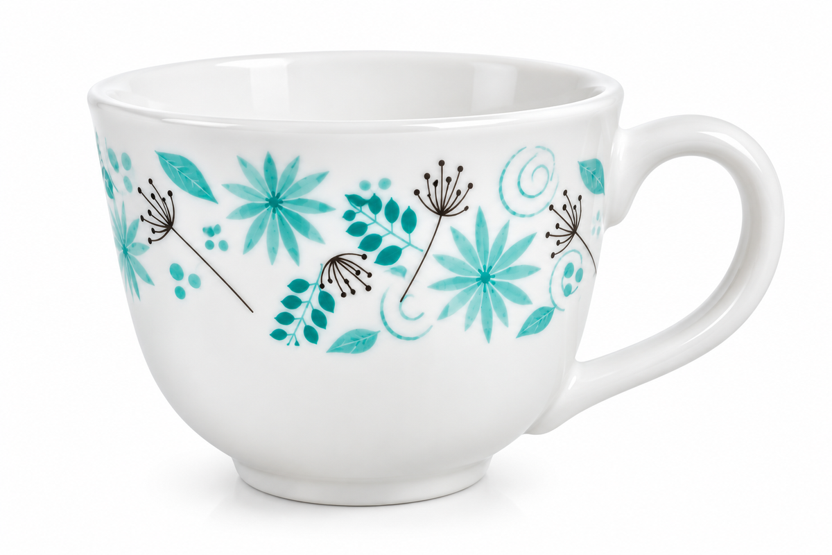 Aqua Botanical Porcelain Cup