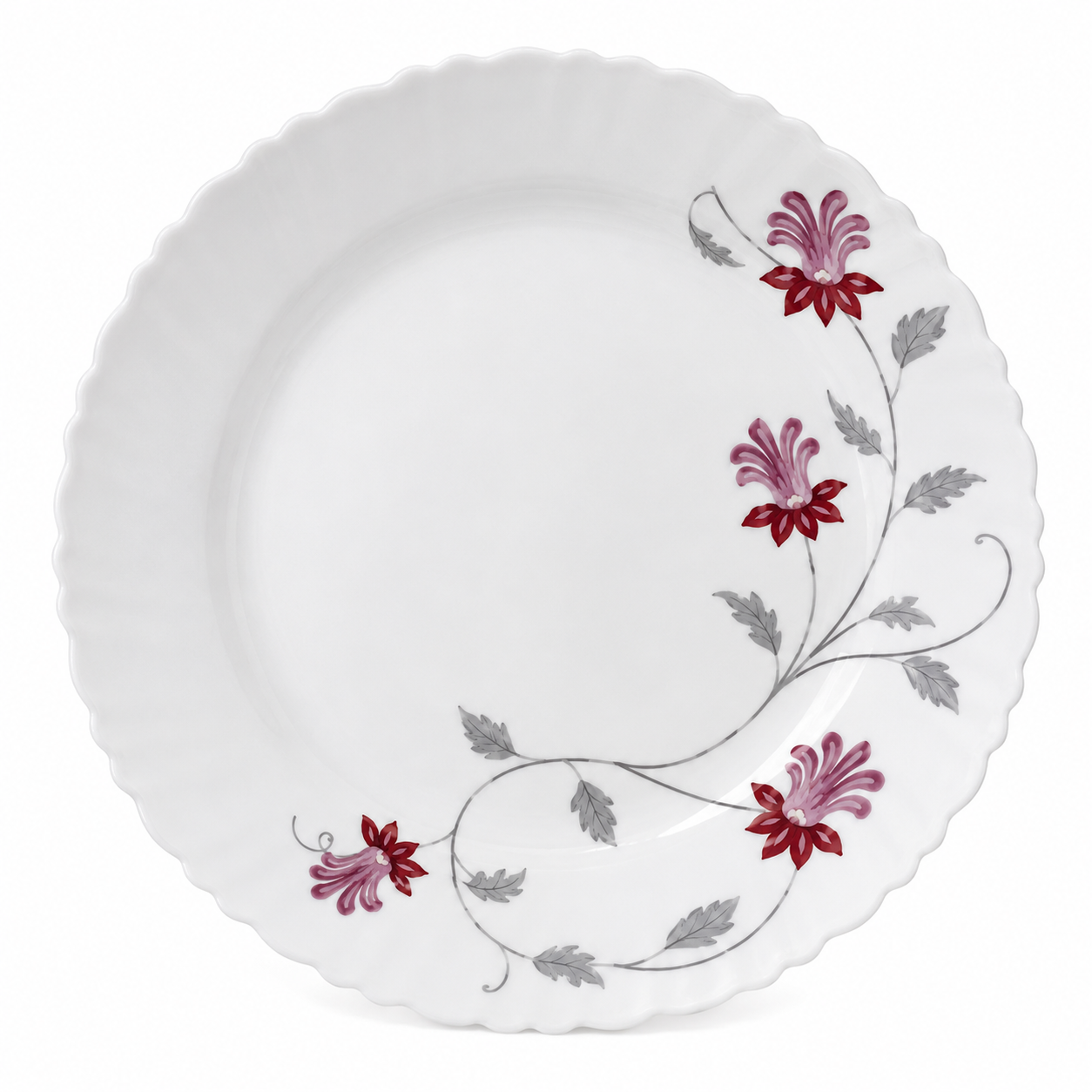 Burgundy Floral Porcelain Dinner Plate