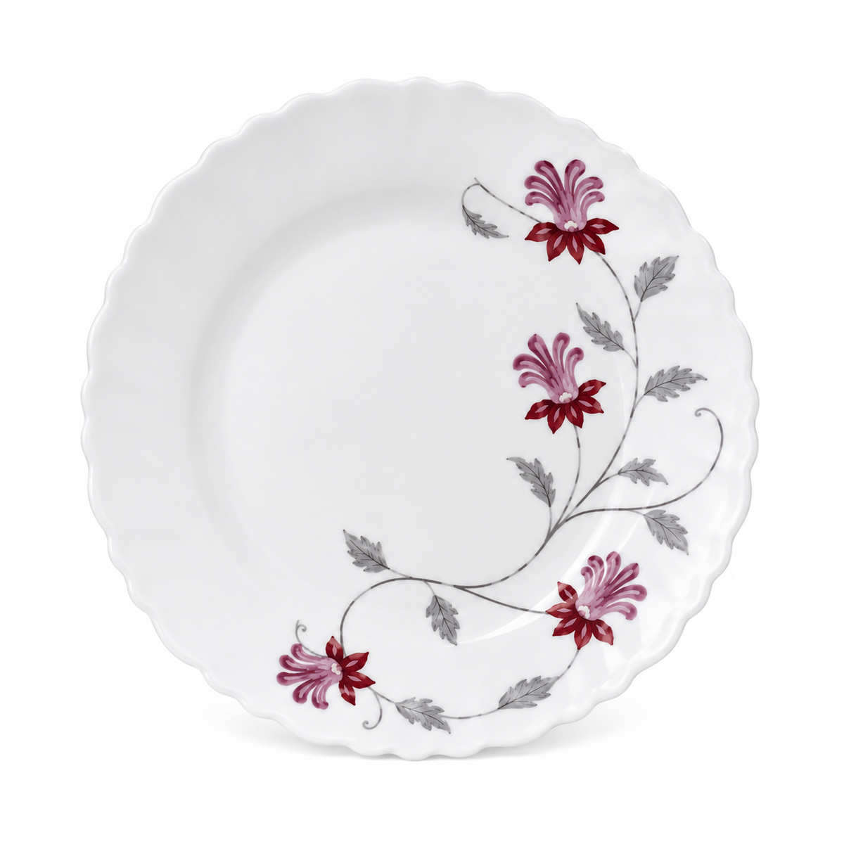 Burgundy Floral Porcelain Side & Dessert Plate