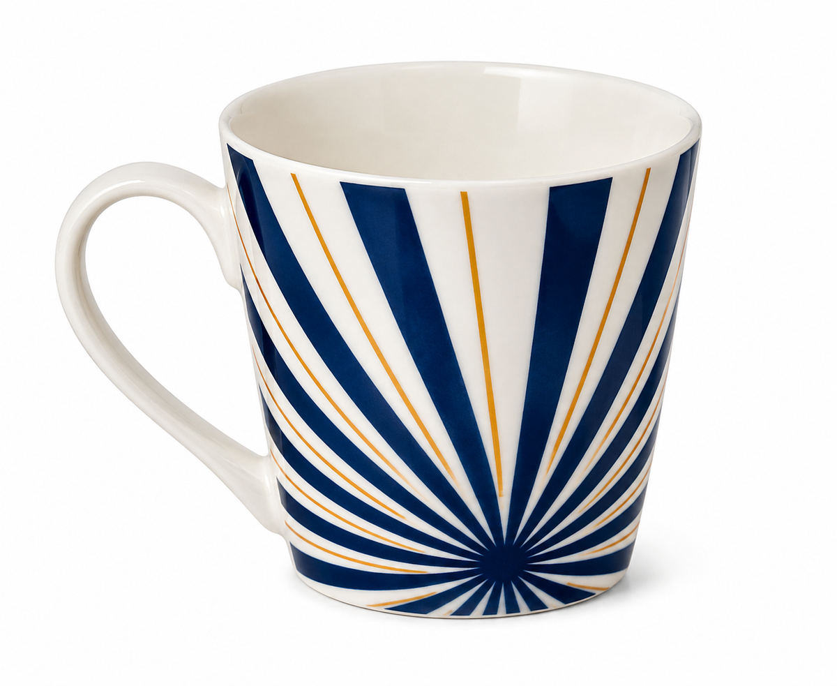 Blue Sunburst Porcelain Cup