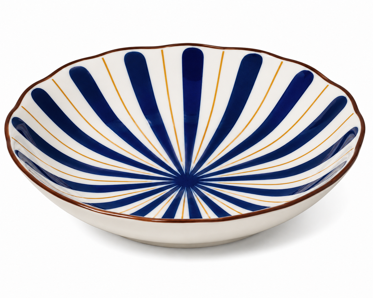 Blue Sunburst Porcelain Dinner Plate