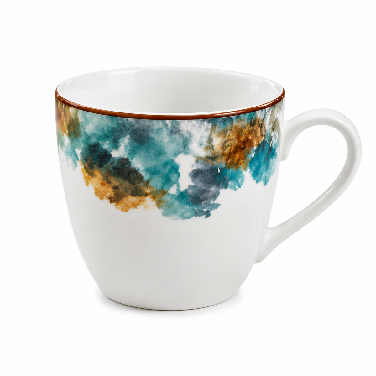 Aqua Floral Porcelain Cup