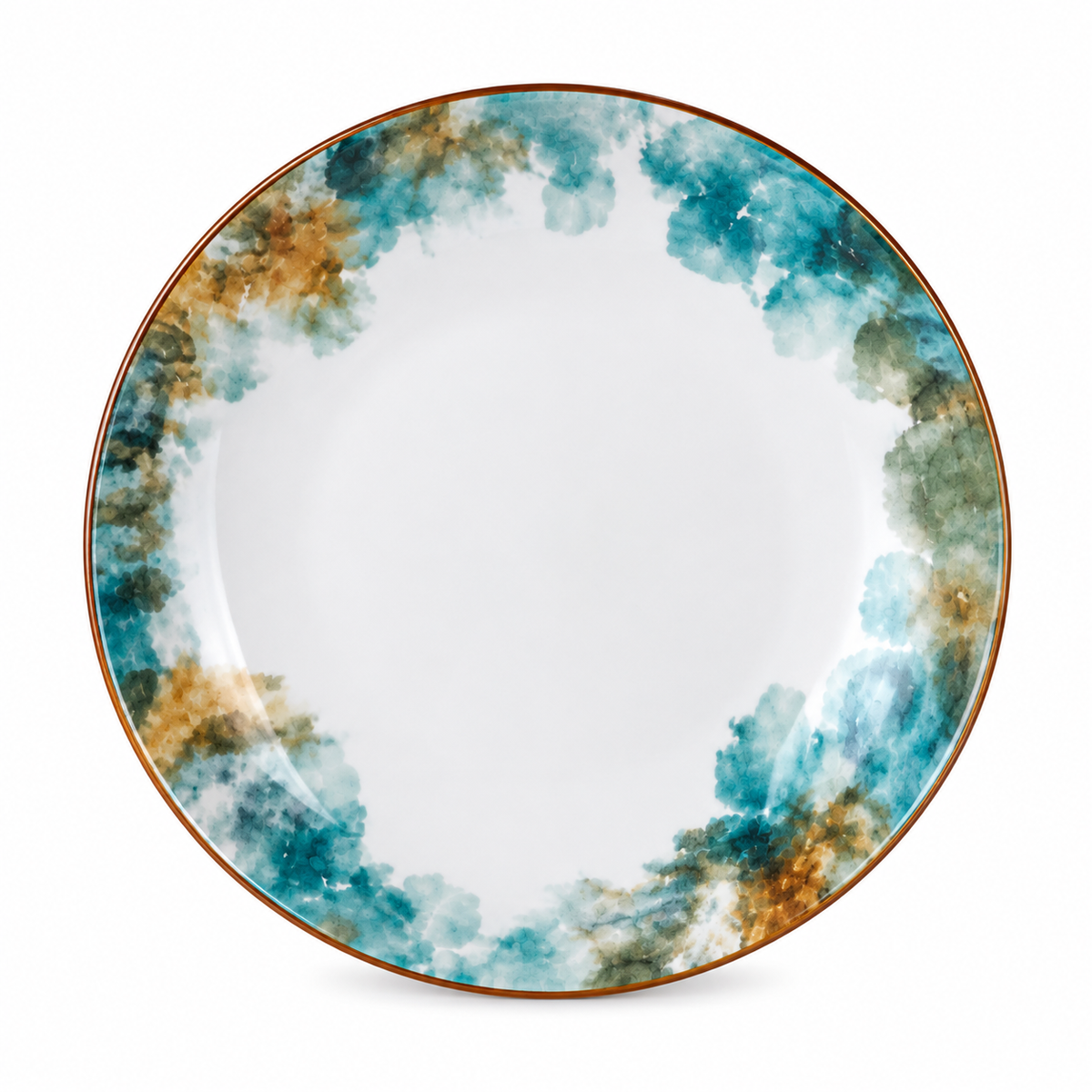 Aqua Floral Porcelain Dinner Plate 8inch