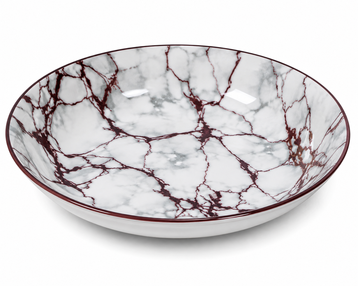 Marble Elegance Porcelain Deep Dinner Plate 8inch