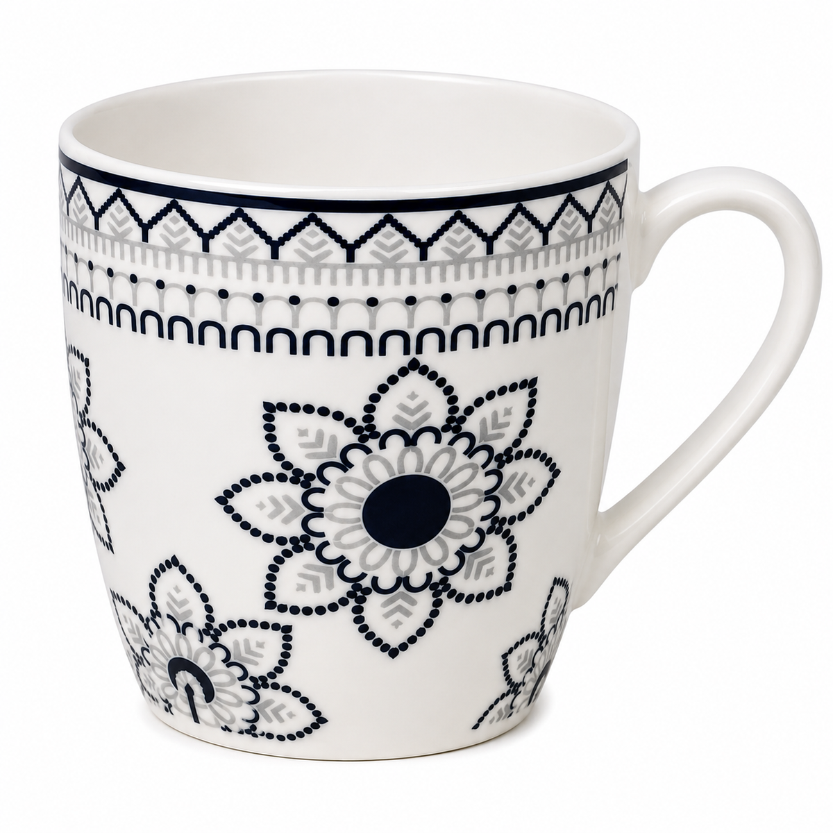 Monochrome Mandala Porcelain Cup