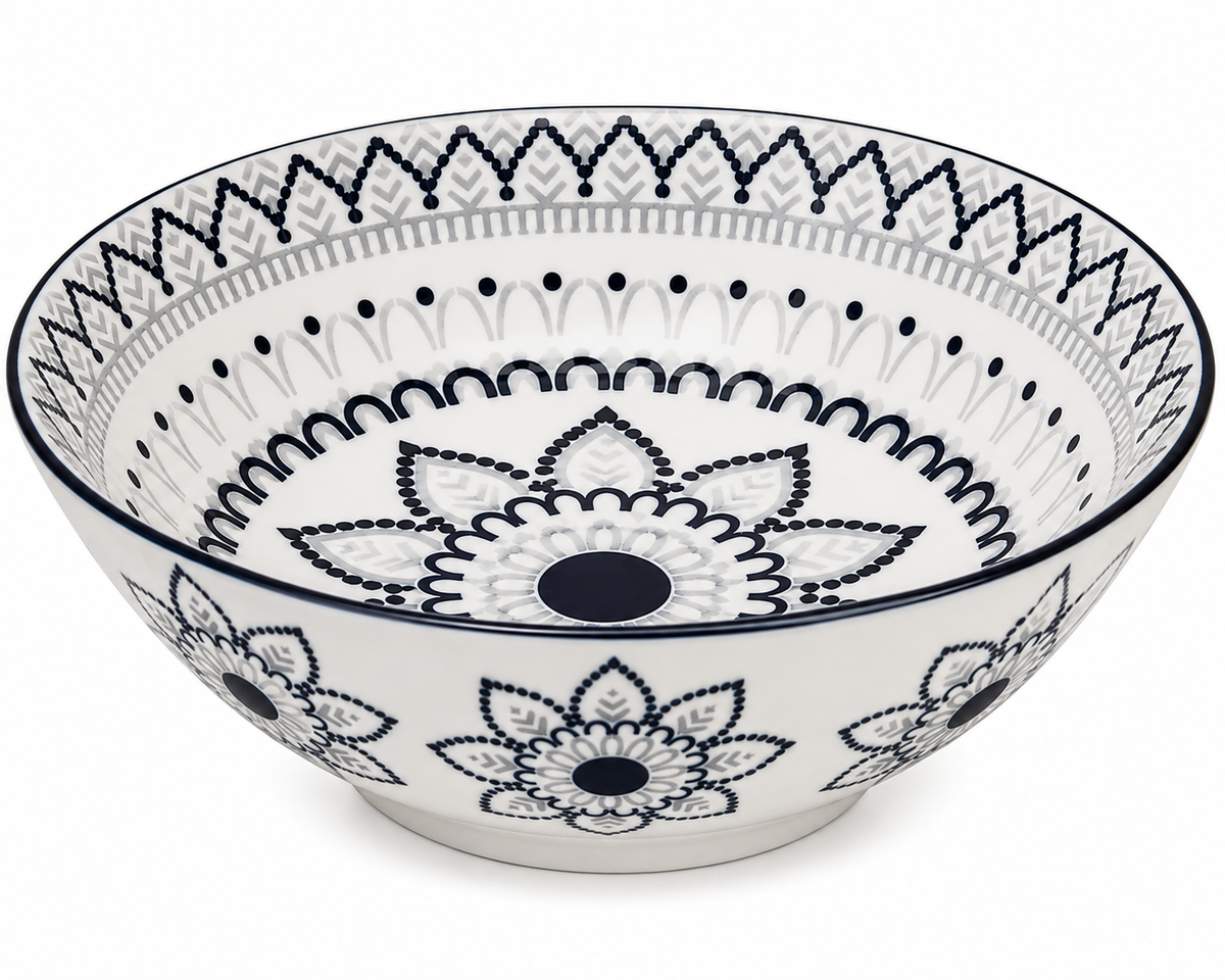 Monochrome Mandala Porcelain Bowl 7inch