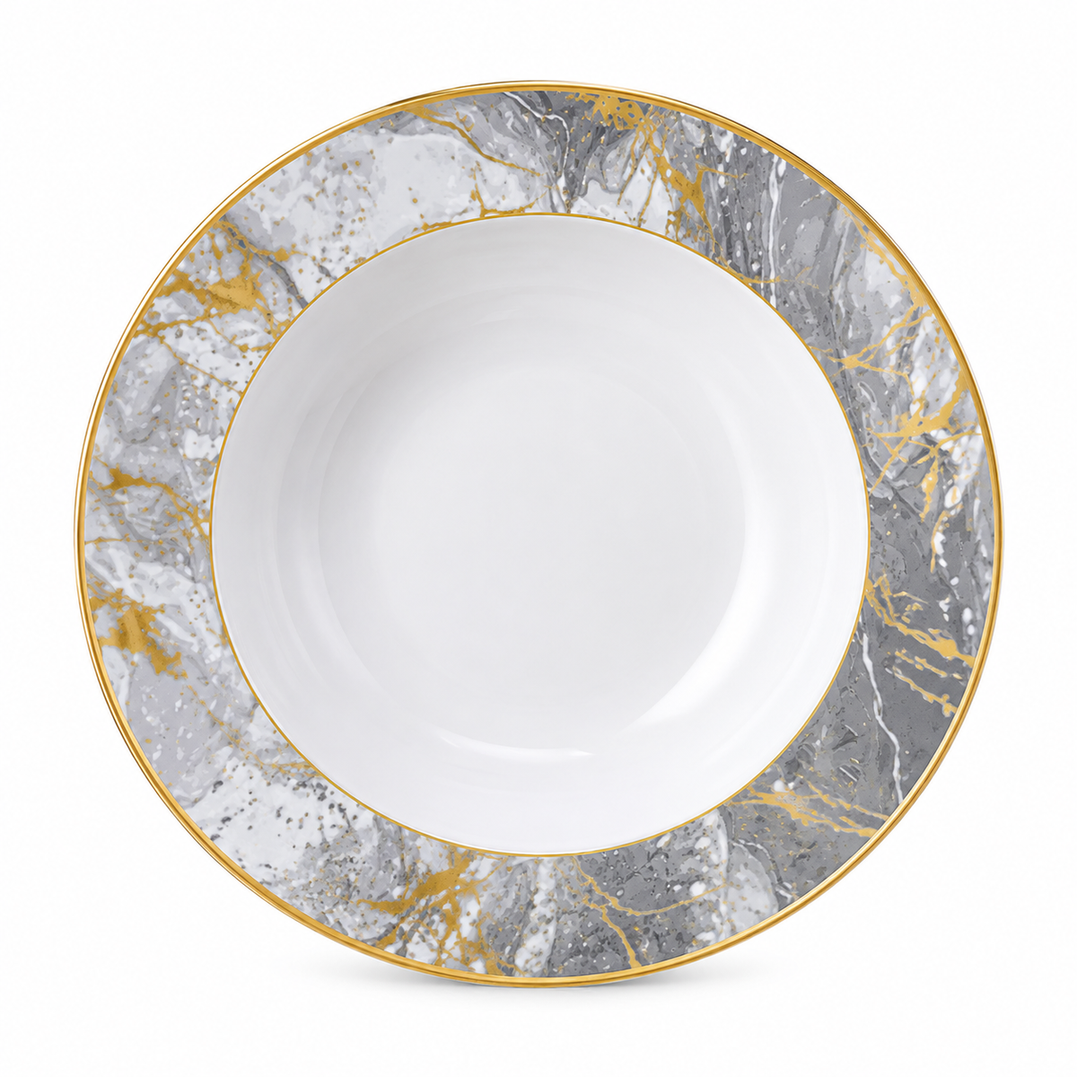 Marble Gold Deep Soup Plate 9inch