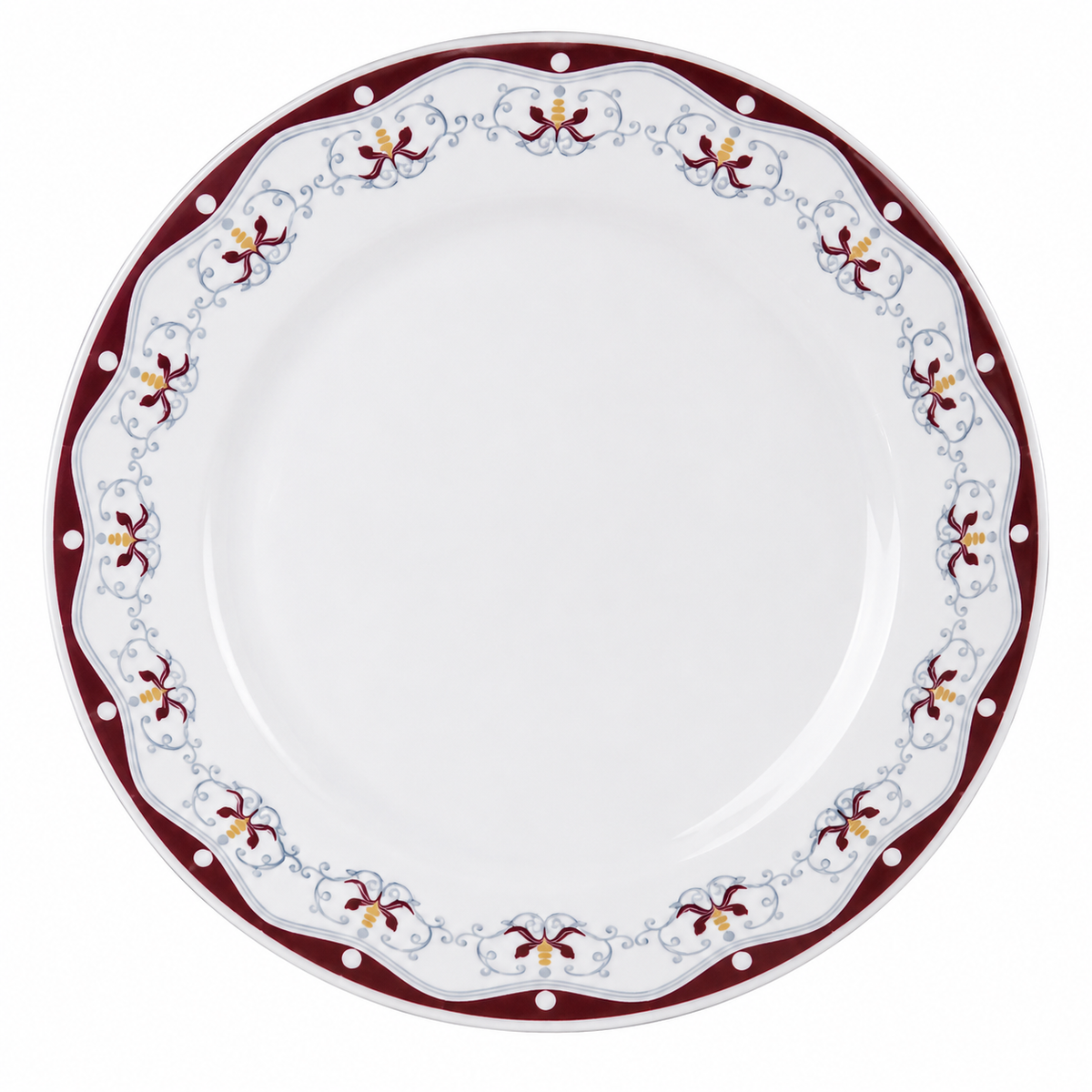 Burgundy Classic Floral Dinner Plate 11Inch