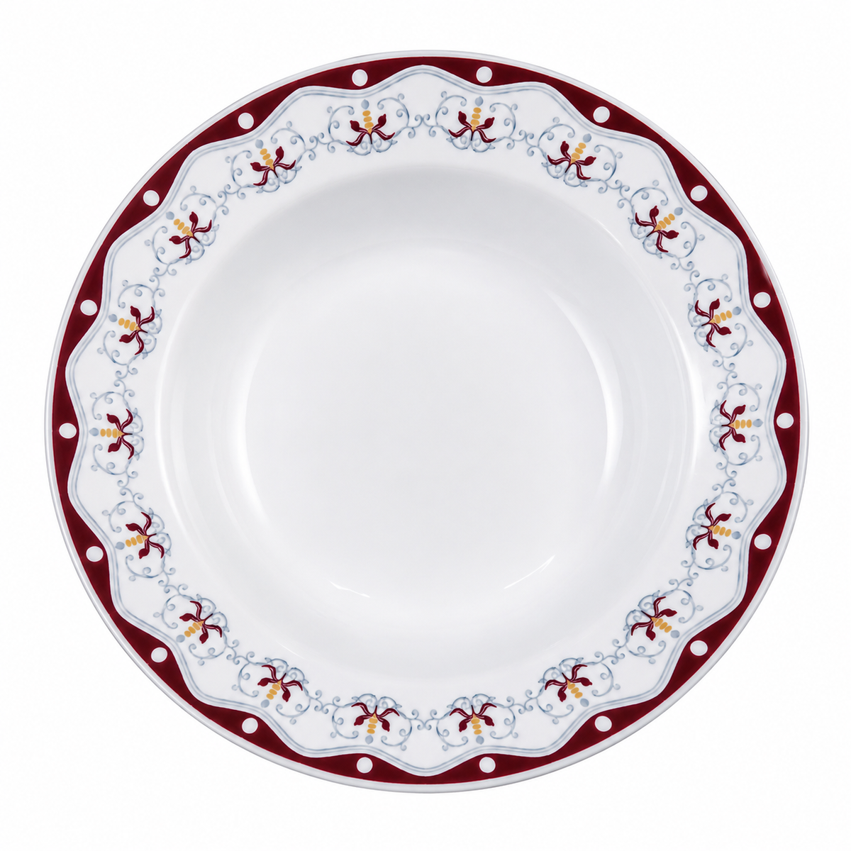 Burgundy Classic Floral Deep Soup Plate 9inch
