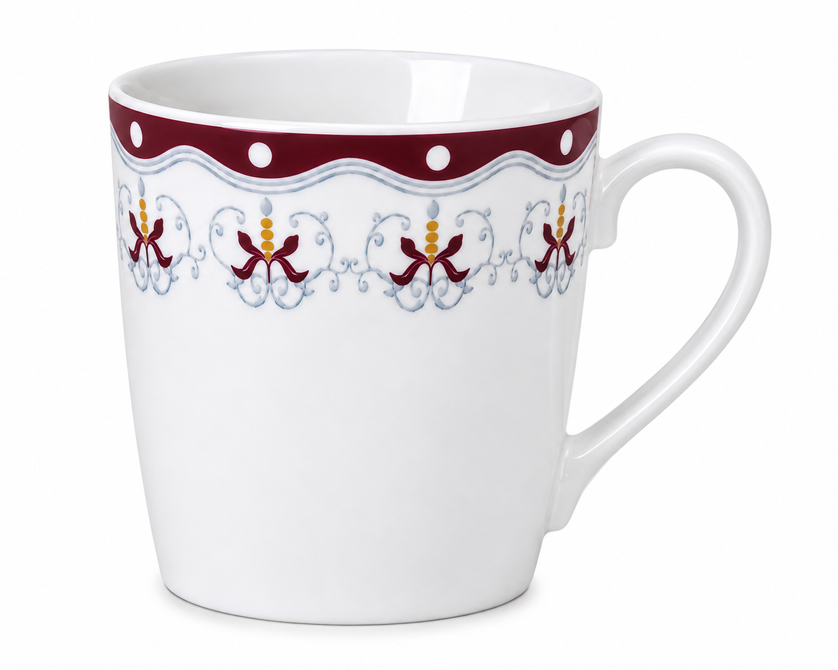 Cană clasică florală bordo