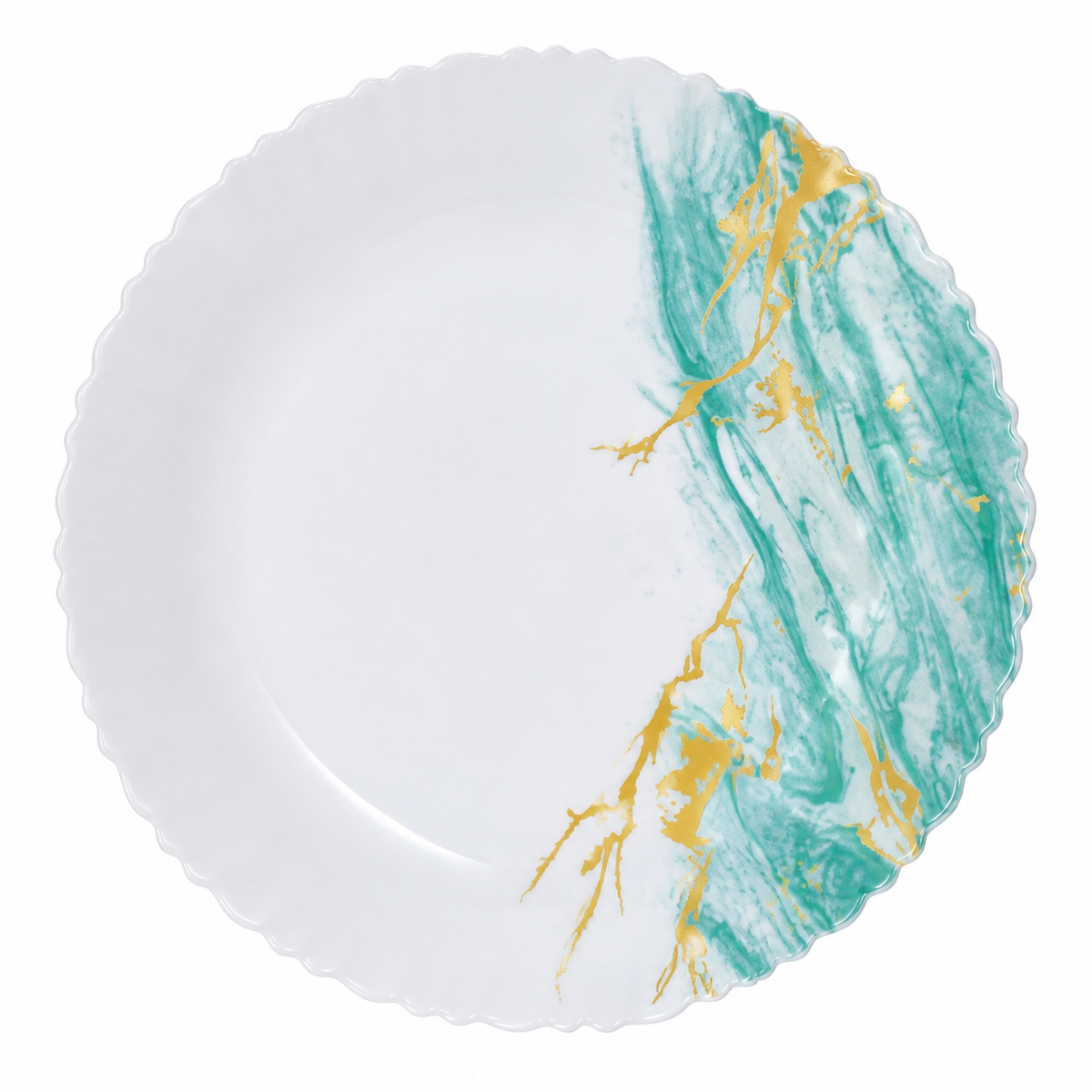 Turquoise Gold Marble Dinner Plate 10inch