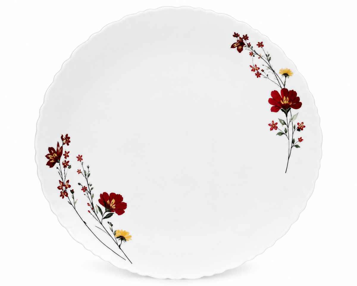 Red Floral Garden Large Serving Plate