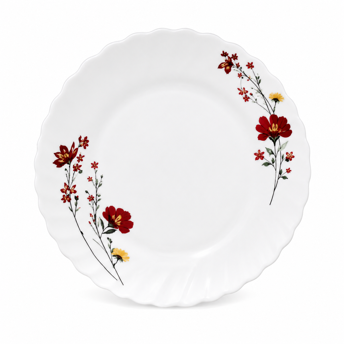 Red Floral Garden Side Plate