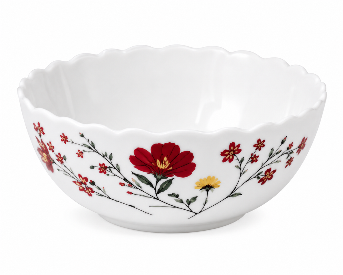 Red Floral Garden Bowl