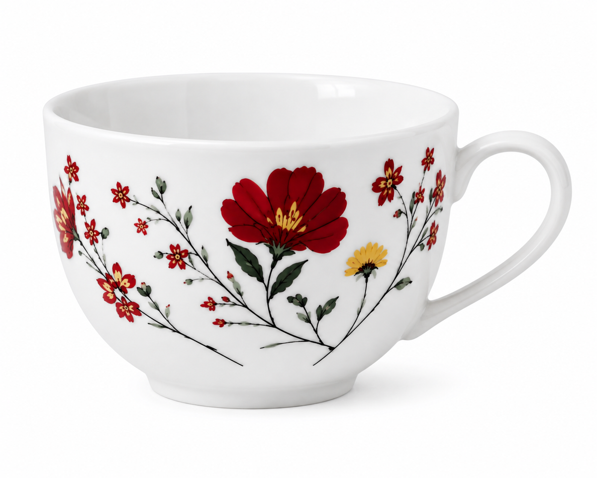 Red Floral Garden Cup