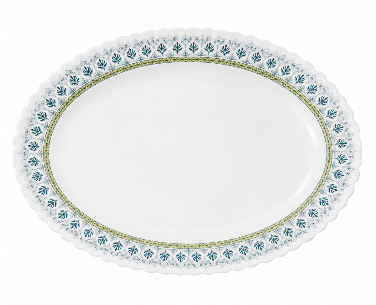 Blue Green Classic Oval Serving Plate 13inch