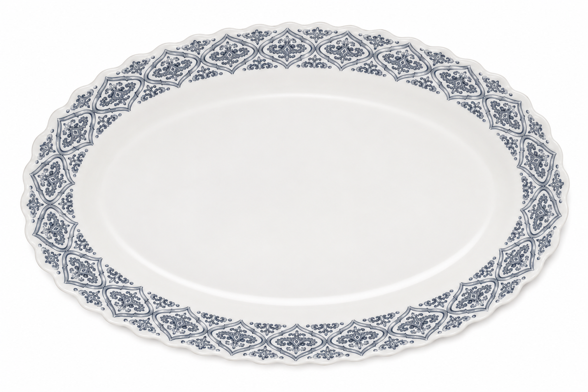 Blue Grey Classic Oval Serving Plate 13inch