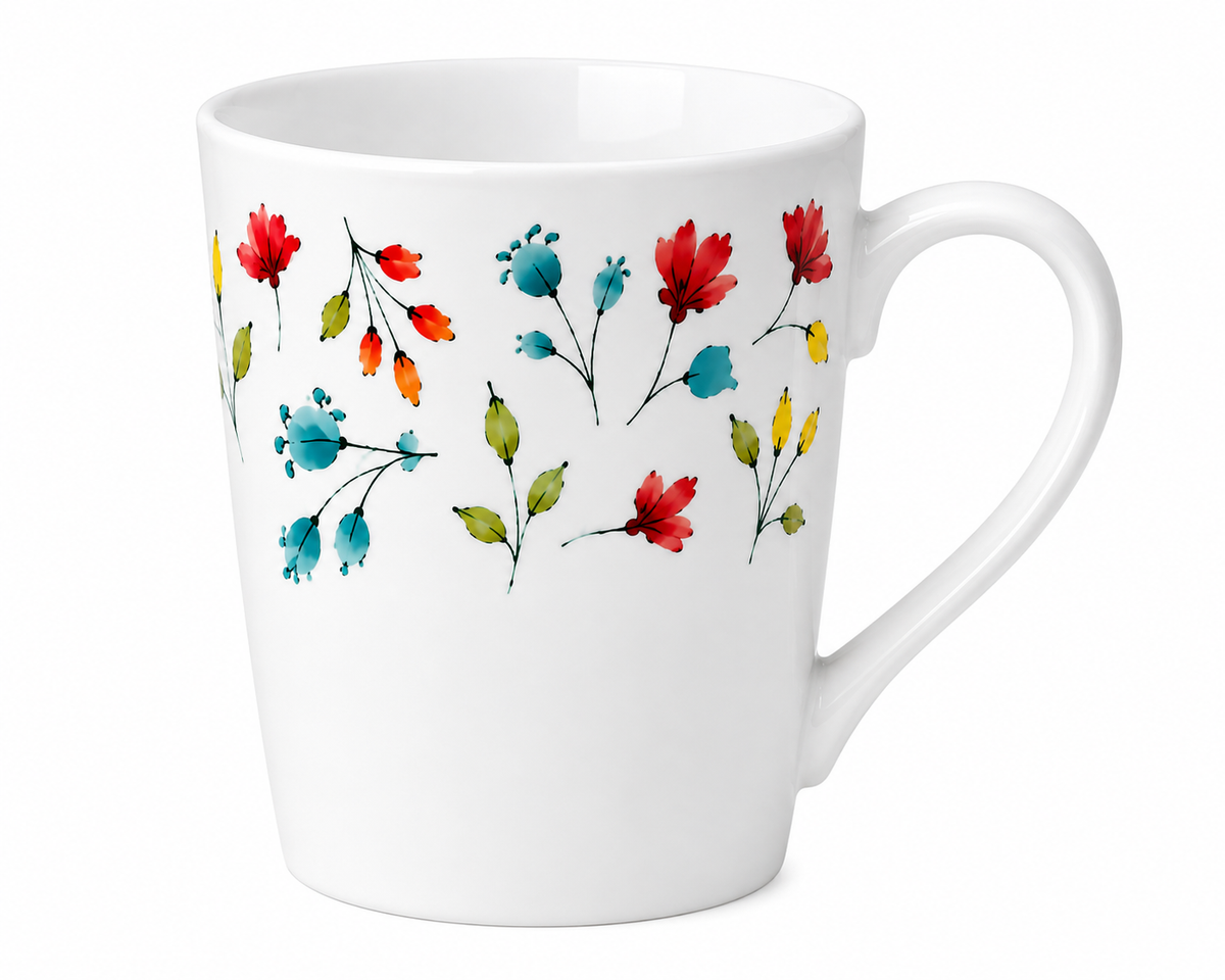 Cană clasică cu imprimeu floral multicolor