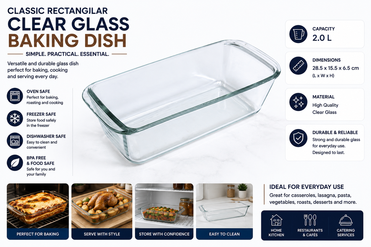 Classic Rectangular Clear Glass Baking Dish