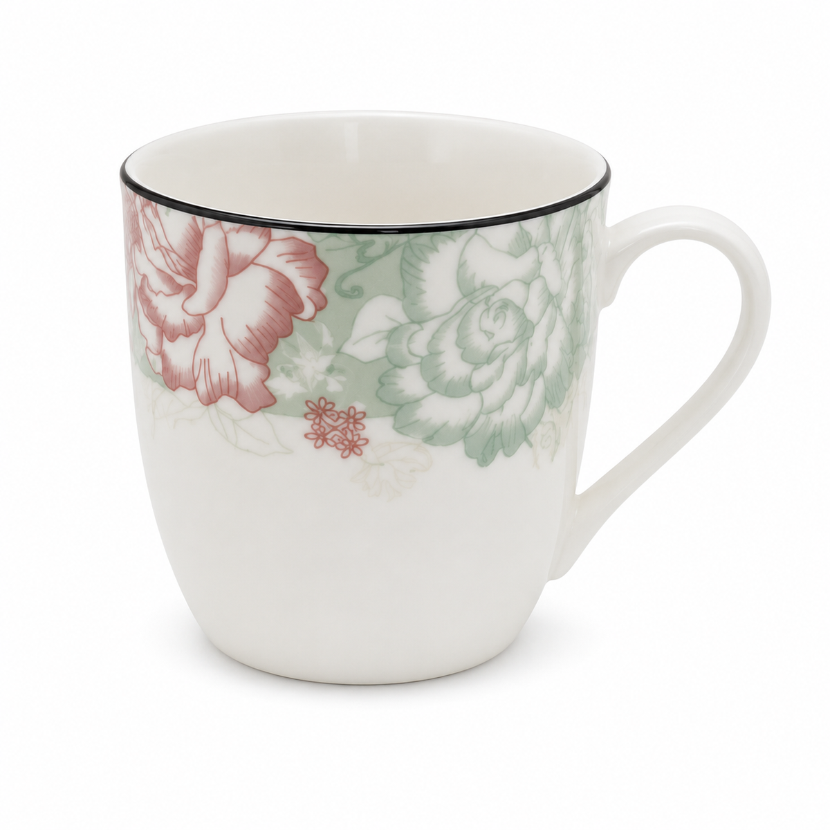 Sage & Blush Floral Porcelain Cup