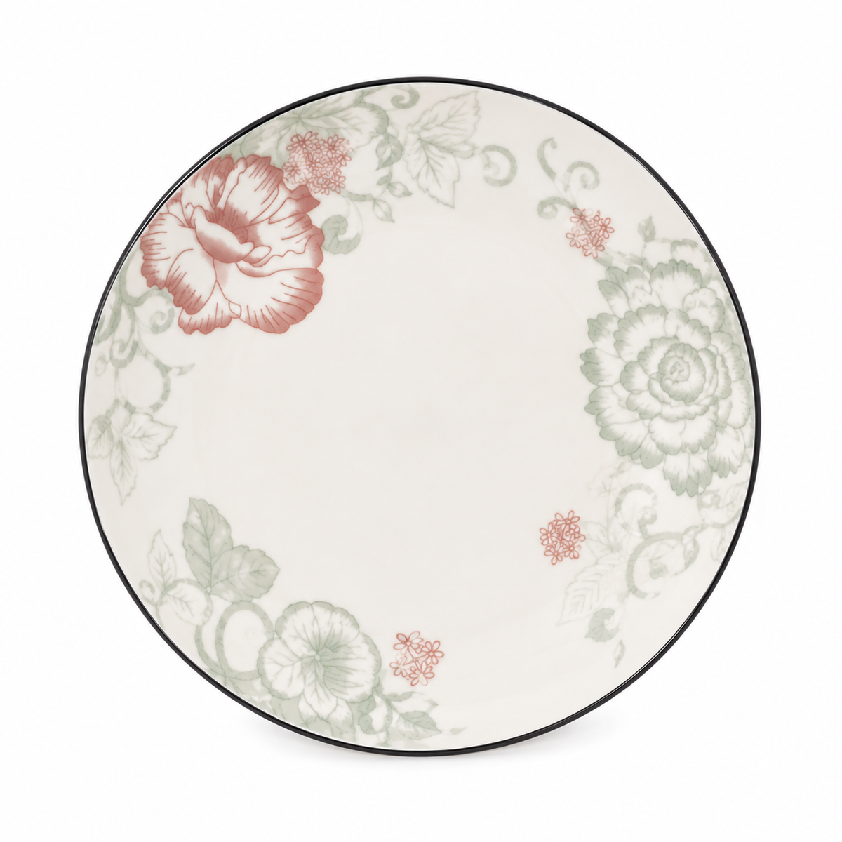 Sage & Blush Floral Porcelain Side/Dessert Plate