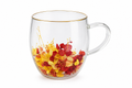 Floral Glass Mug with Gold Rim