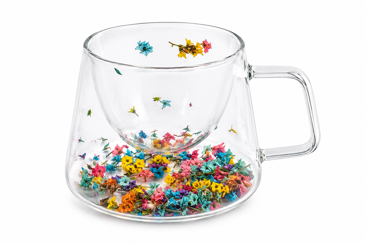 Multicolor Floral Glass Mug