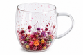 Burgundy Multicolor Floral Glass Mug