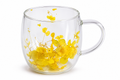 Cană de sticlă cu motive florale Yellow Blossom