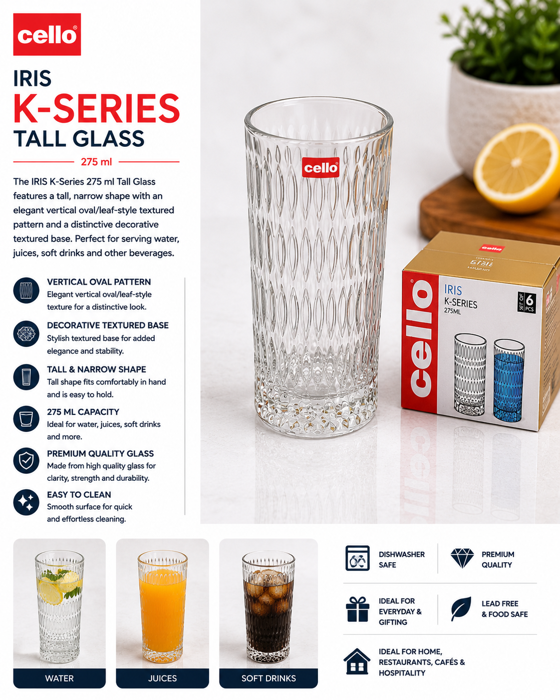 IRIS K-Series 275 ml Tall Glass