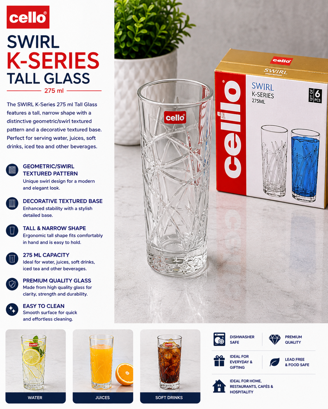 SWIRL K-Series 275 ml Tall Glass