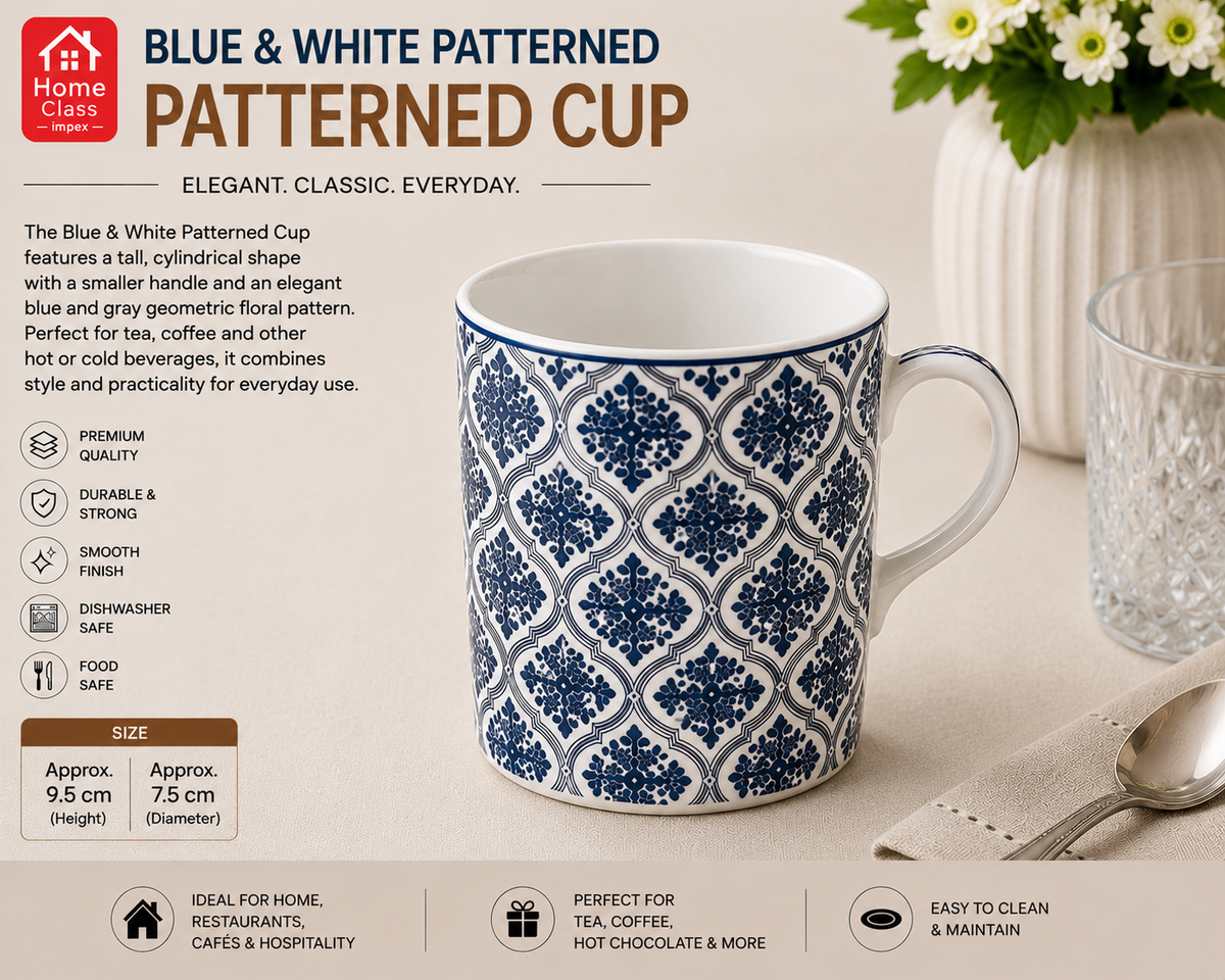 Blue & White Patterned Cup