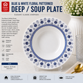 Blue & White Floral Patterned Deep / Soup Plate