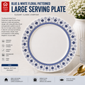 Blue & White Floral Patterned Large Serving Plate