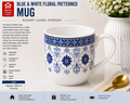 Blue & White Floral Patterned Mug