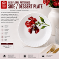 Red Floral Patterned Dessert Plate 7.5