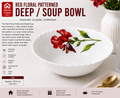 Red Floral Patterned Deep / Soup Bowl 7inch