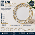 Gold & Gray Ornamental Large Dinner Plate 10inch
