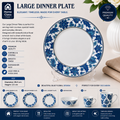 Blue Floral Patterned Large Dinner Plate 11inch