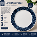 Navy Blue Geometric Patterned Dinner Plate 10inch