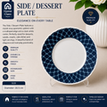Navy Blue Geometric Patterned Side / Dessert Plate 7.5inch