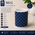 Navy Blue Geometric Patterned Mug