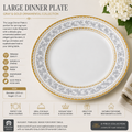 Gray & Gold Ornamental Large Dinner Plate 11inch