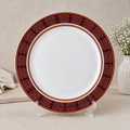 Farfurie mare de masă din porțelan ornamental, bordo, 28 cm