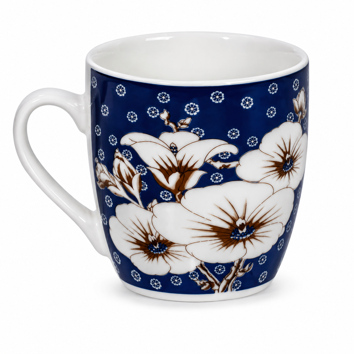 Porcelain Tea/Coffee Cup – Blue & Floral Design