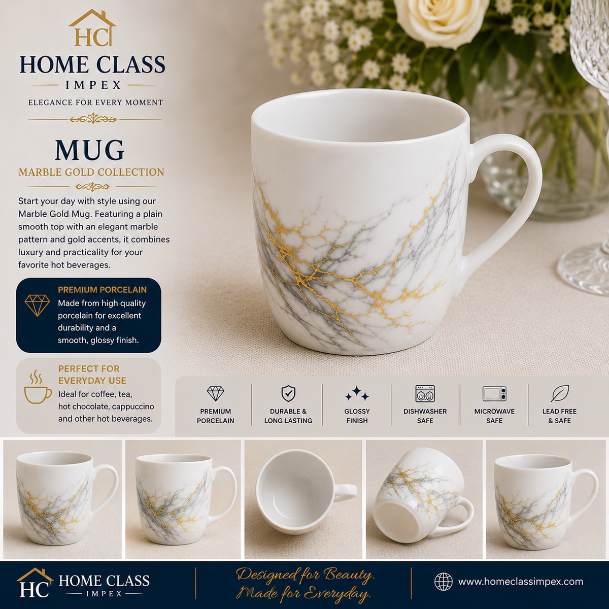 Marble Gold Porcelain Mug