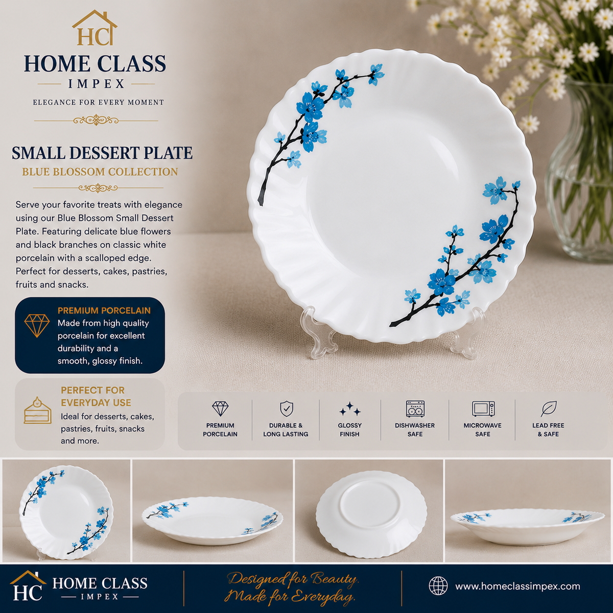 Blue Blossom Porcelain Small Dessert Plate